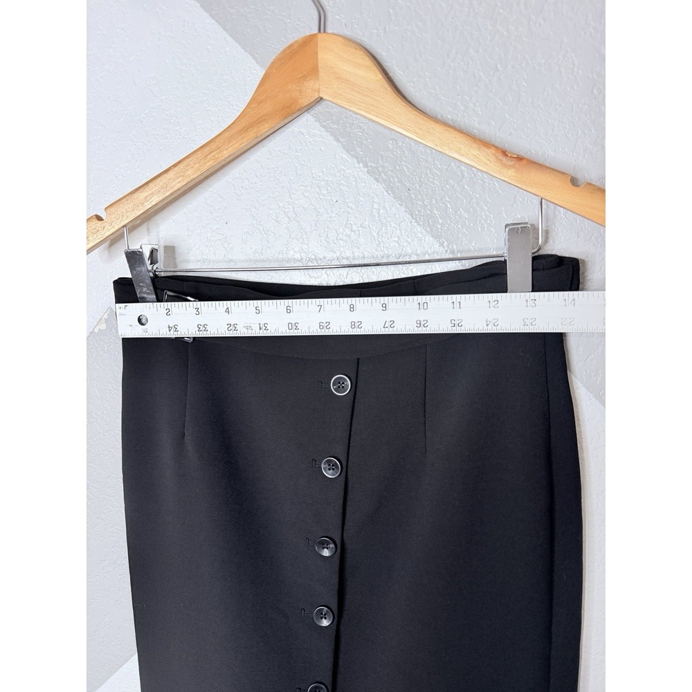 White House Black Market Womens 4 Black High Waist Button Pencil Midi Skirt Belt - Picture 10 of 11